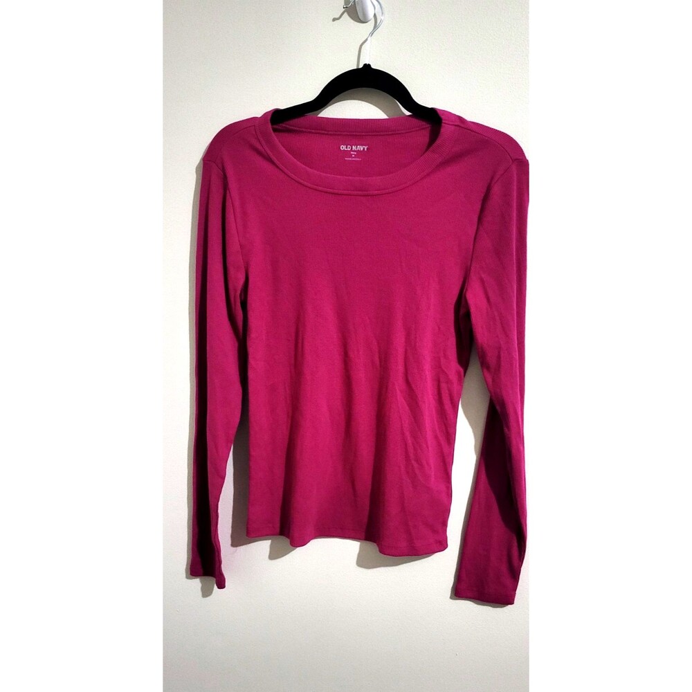 Old Navy Snug Pink Long Sleeve Ribbed T Shirt Womens Pull Over Casual Top NWOT